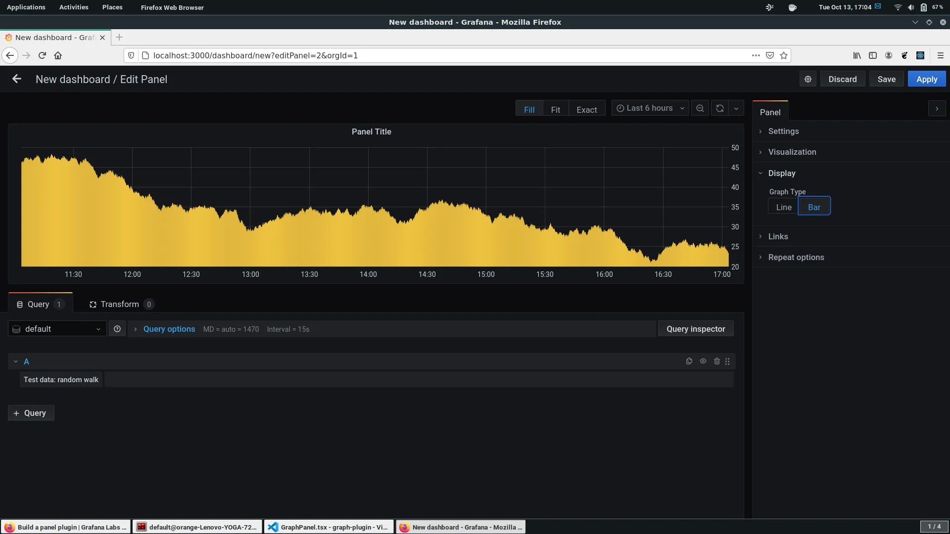 Bar option selected for GraphPanel plugin