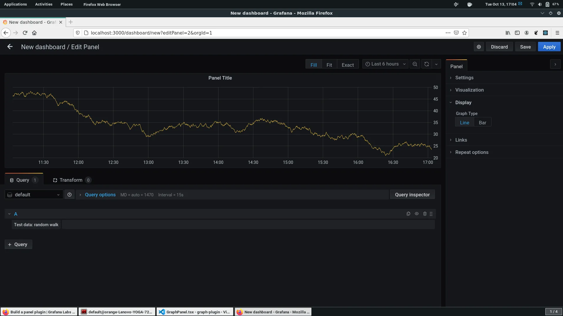 Line option selected for GraphPanel plugin